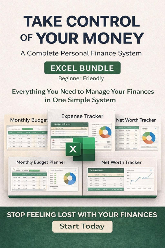 Complete Personal Finance System | Excel Budget Planner, Expense Tracker, Net Worth & Debt Snowball | Money Management Bundle