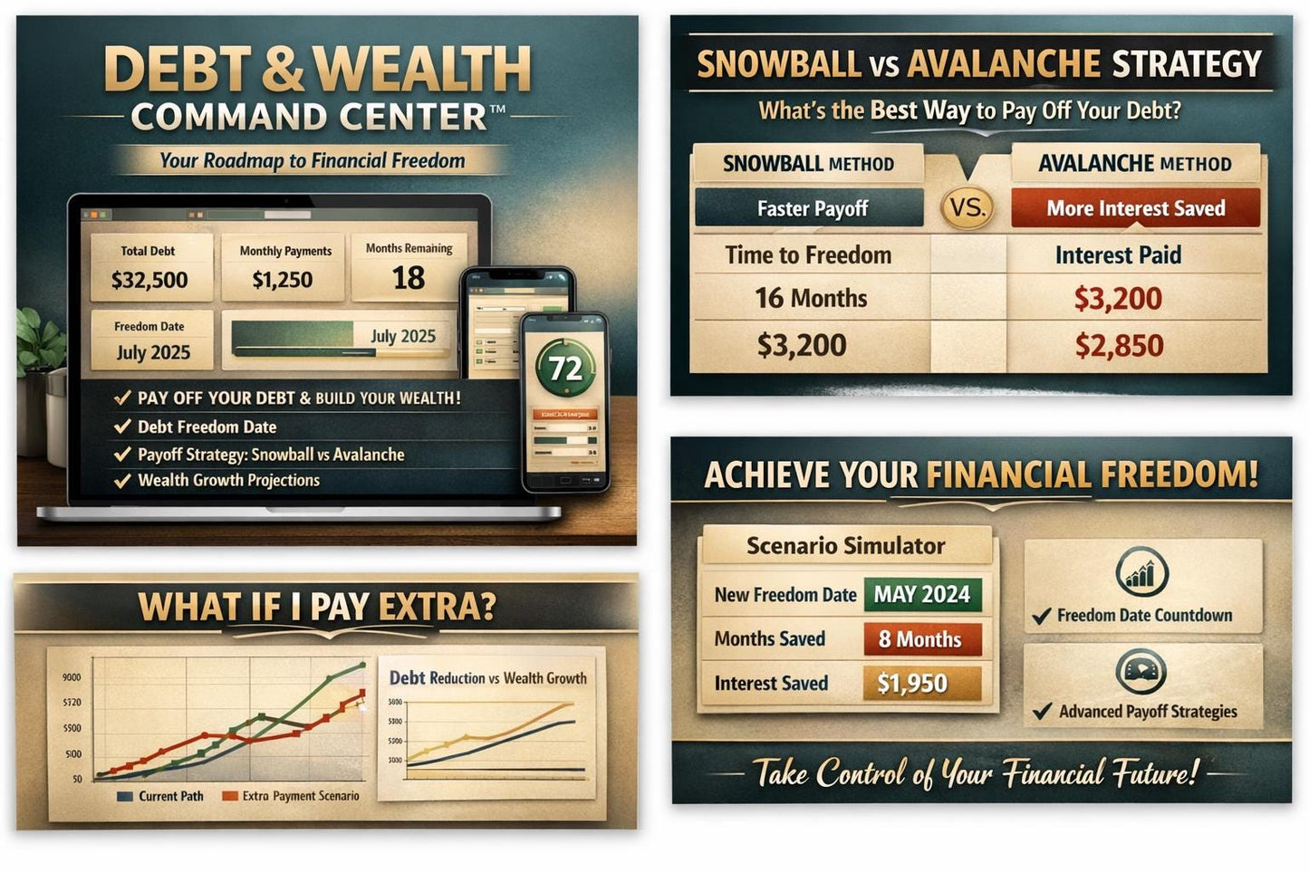 DEBT & WEALTH COMMAND Center™ Financial Freedom Simulator