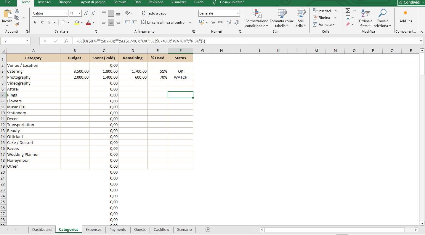 Ultimate Wedding Budget Planner (Excel) – Beige Minimal PRO System