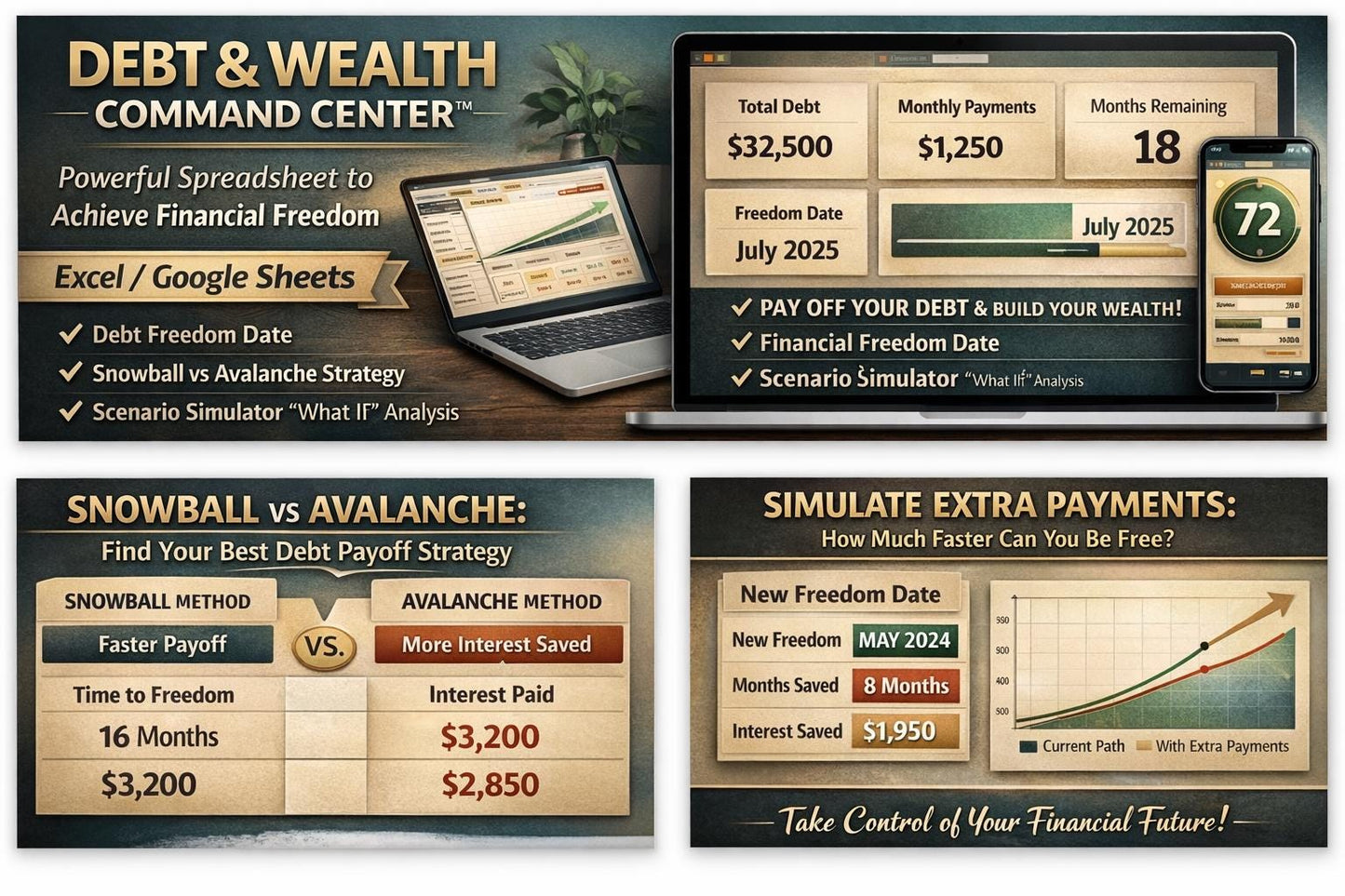 DEBT & WEALTH COMMAND Center™ Financial Freedom Simulator