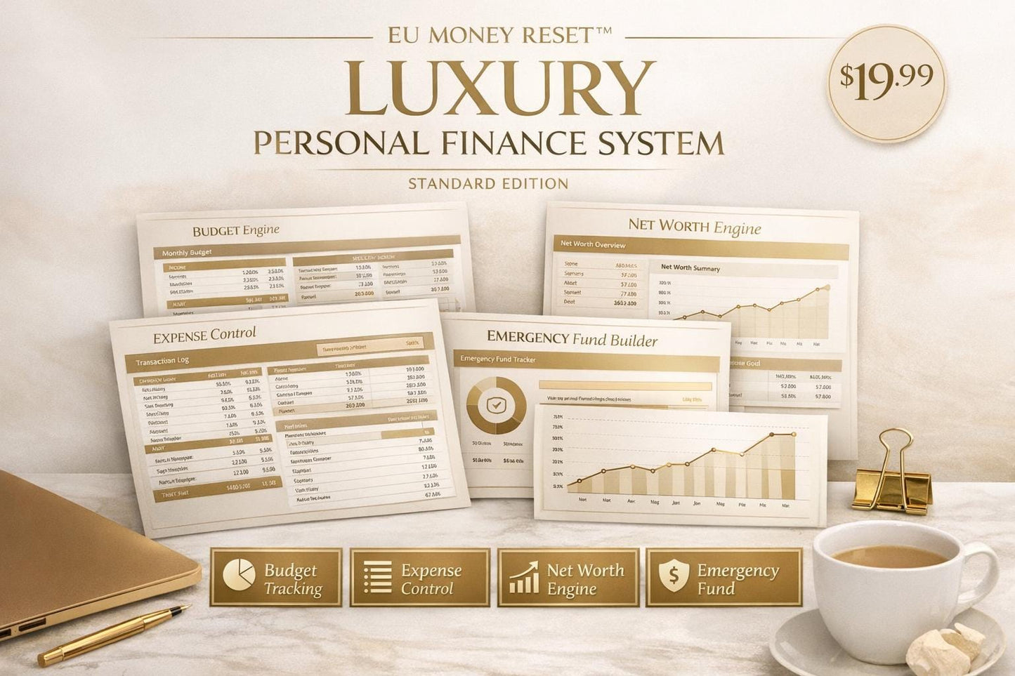 Complete Money Reset System™ | Luxury Budget & Net Worth Planner | Financial Control Suite