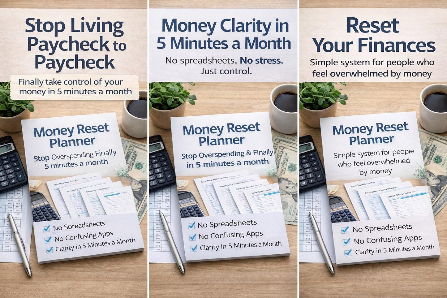 Stop Overspending Planner – Take Control of Your Money in 5 Minutes a Month | Simple Budget System for Beginners (Printable & Digital)