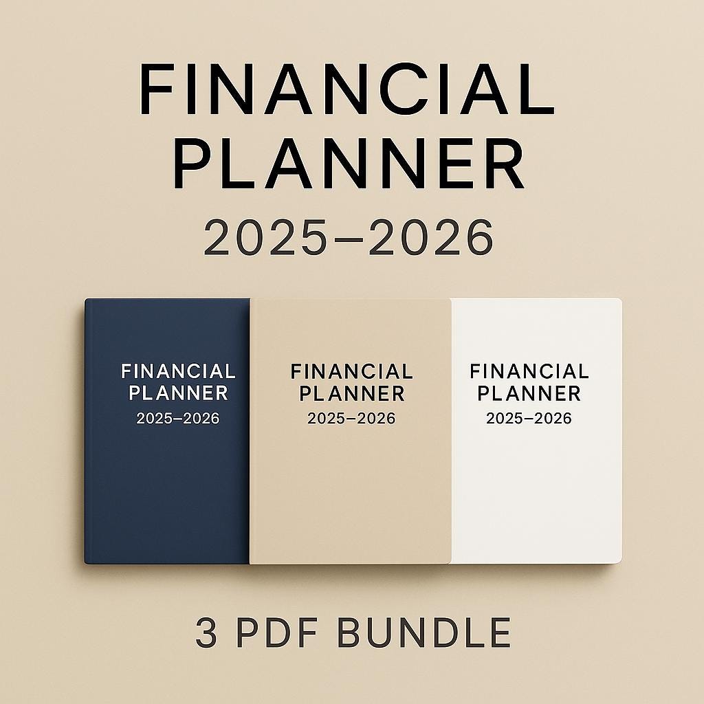 Financial Planner 2025–2026 • Budget Template • Monthly Income & Expenses • Savings Tracker • PAC Investment Tracker • Emergency Fund •