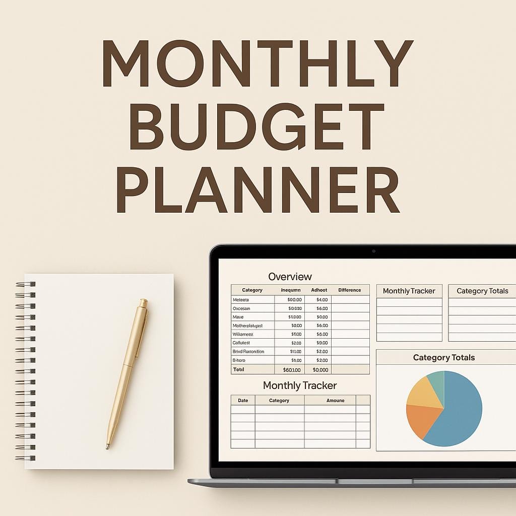 Monthly Budget Planner | Excel Budget Template | Expense Tracker | Financial Organizer | Printable Budget Sheet | Digital Download