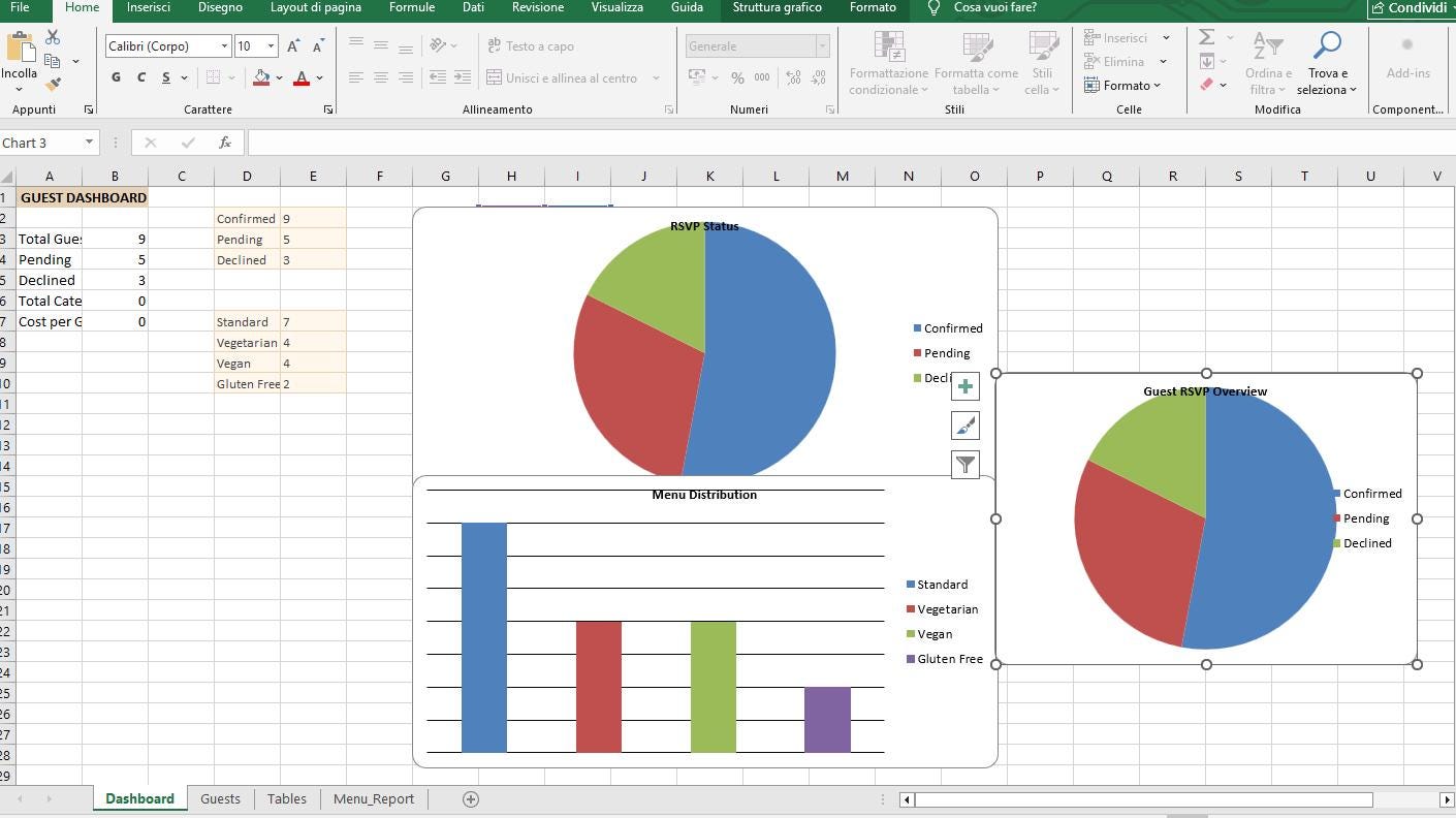 Wedding Guest Manager Excel – Guest List, Table Planner & Catering Cost Tracker (Beige , Gold PRO)