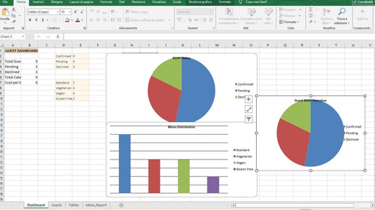 Wedding Guest Manager Excel – Guest List, Table Planner & Catering Cost Tracker (Beige , Gold PRO)