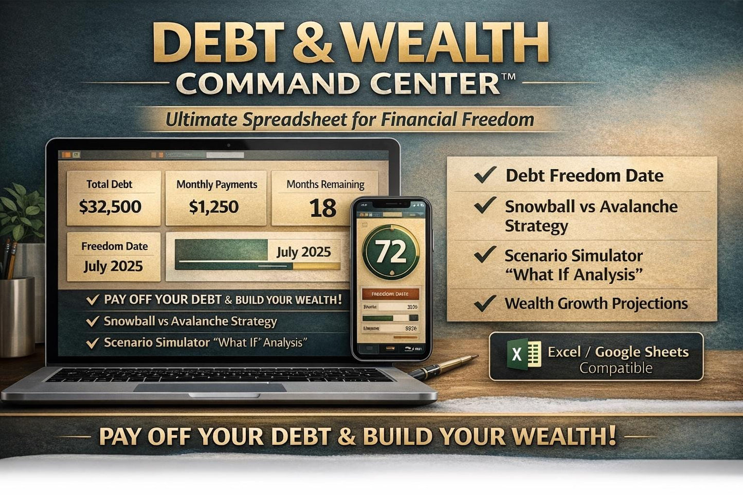 DEBT & WEALTH COMMAND Center™ Financial Freedom Simulator