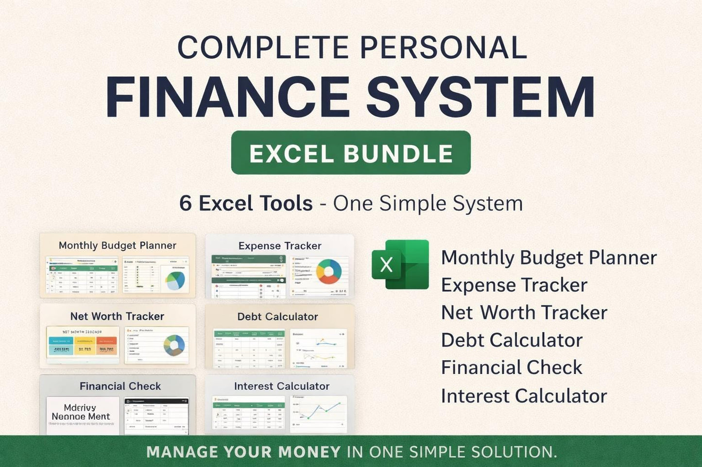 Complete Personal Finance System | Excel Budget Planner, Expense Tracker, Net Worth & Debt Snowball | Money Management Bundle