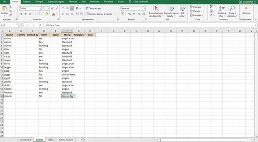 Wedding Guest Manager Excel – Guest List, Table Planner & Catering Cost Tracker (Beige , Gold PRO)