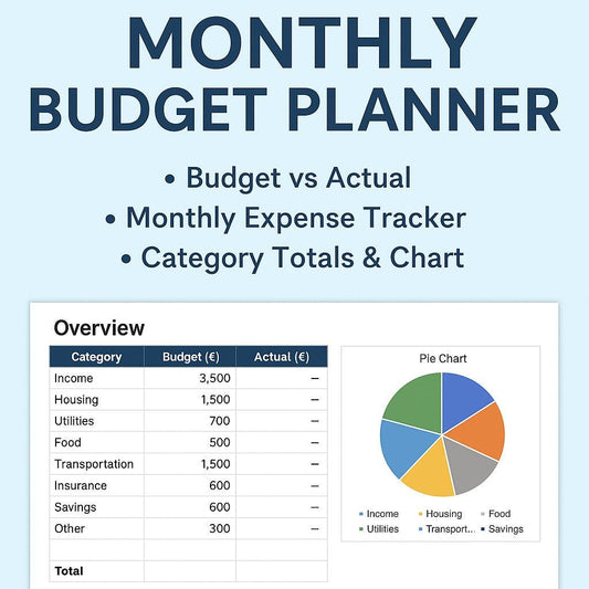 Monthly Budget Planner | Excel Budget Template | Expense Tracker | Financial Organizer | Printable Budget Sheet | Digital Download
