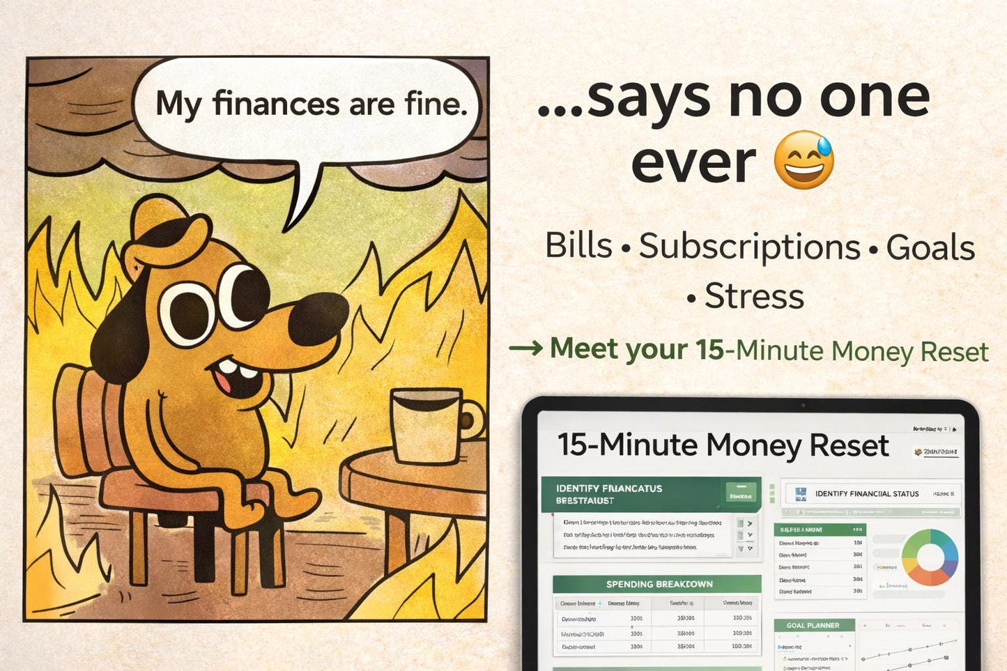 Monthly Financial Check – Excel + PDF | Control Your Money in 15 Minutes a Month | Simple Budget Spreadsheet