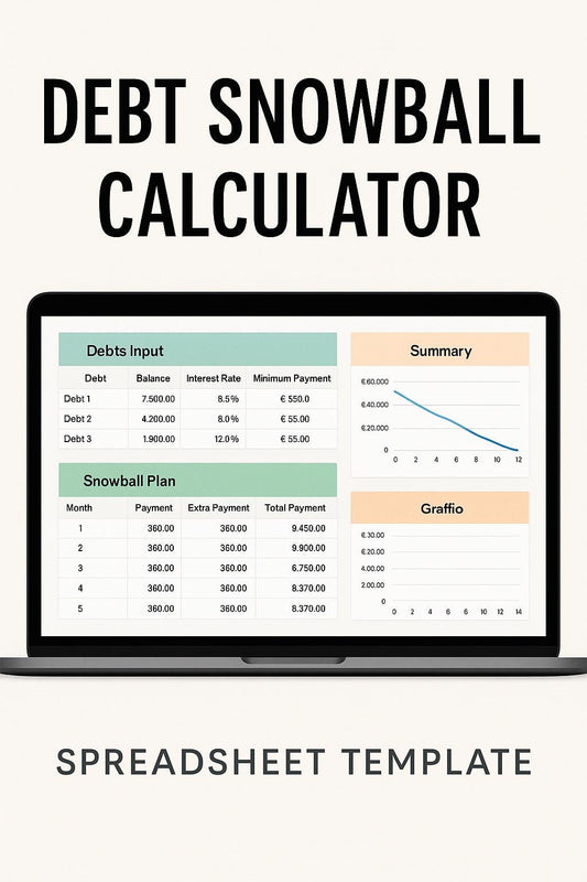 Debt Snowball Calculator | Excel Debt Payoff Tracker | Debt Reduction Plan | Financial Planner Spreadsheet | Debt-Free Roadmap | Download