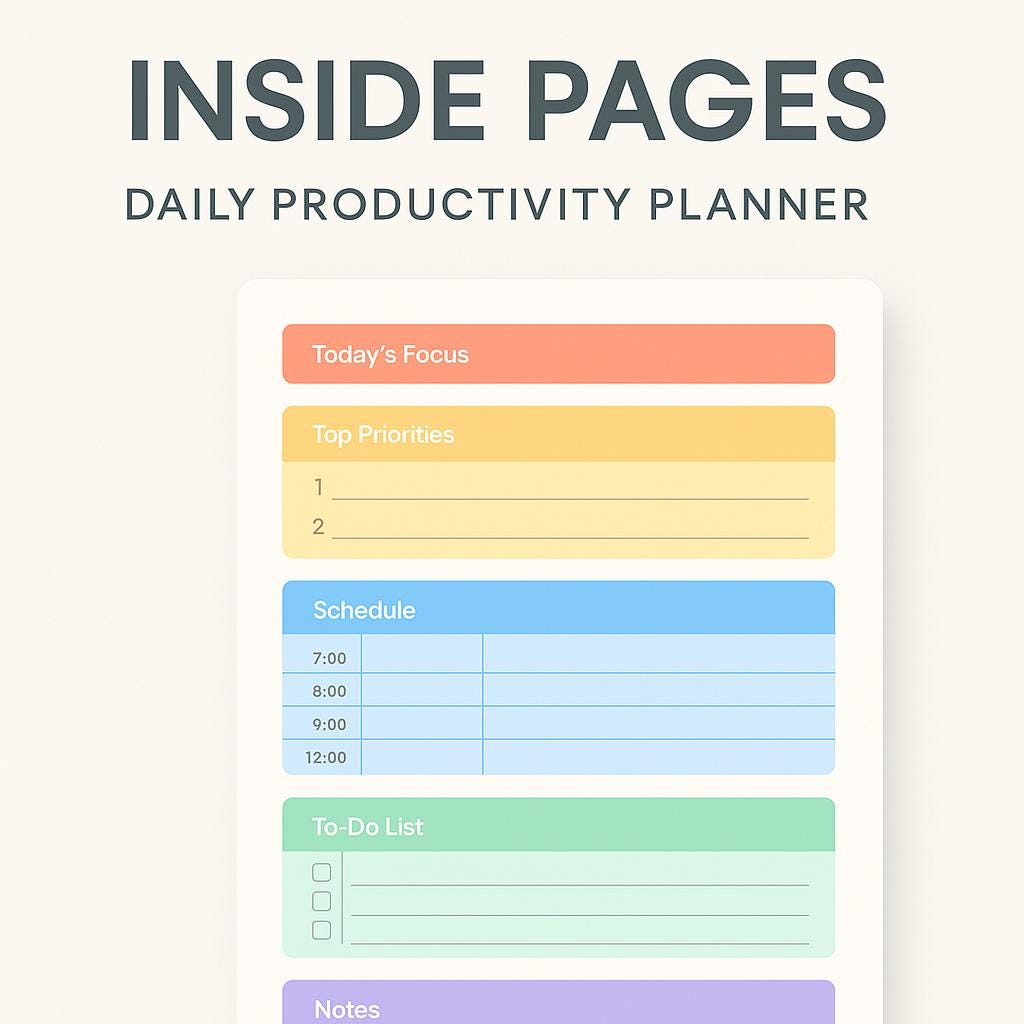 Daily + Weekly Productivity Planners • FULL COLOR Pastel • Printable Planner • Schedule, Priorities, To-Do, Notes • GoodNotes PDF