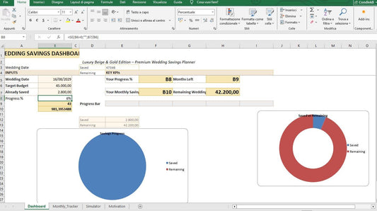 Wedding Savings Planner Excel – Luxury Beige , Gold Wedding Budget & Saving Tracker